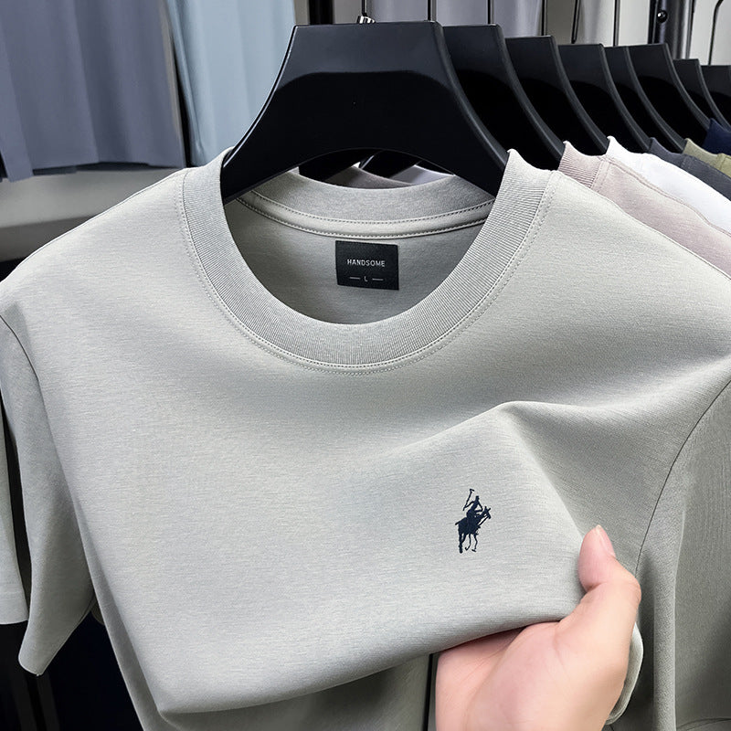 Men's premium embroidered short-sleeve T-shirt