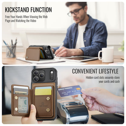 Mag Leather 2-in-1 Series  Magnetic Card & Wireless Charging Case for iPhone