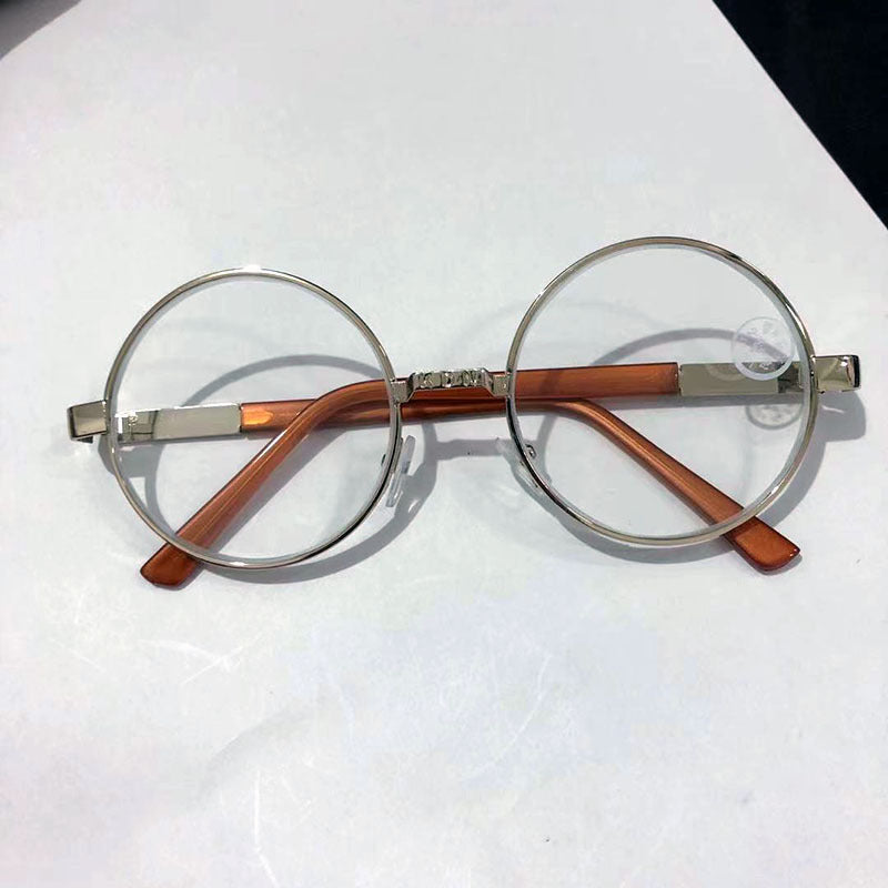 Retro round crystal glass sunglasses