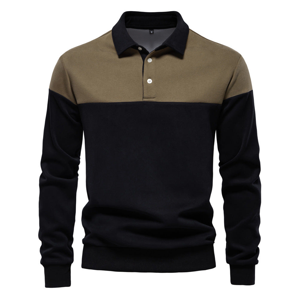 Men's Long Sleeve Polo Collar Sweatshirt