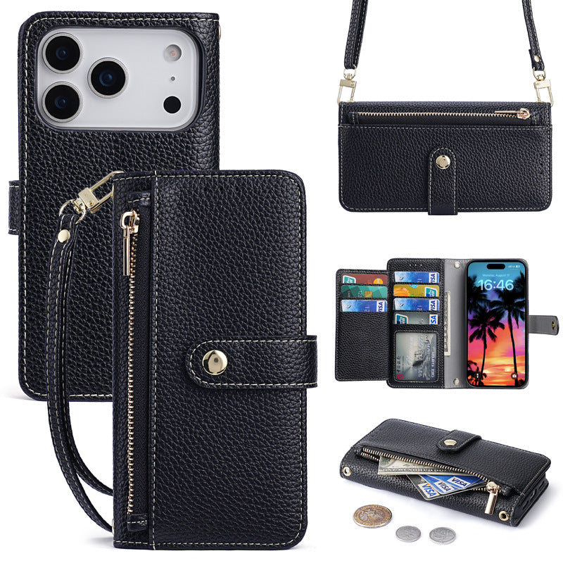 Ladies Zipper Wallet & Leather Case for iPhone