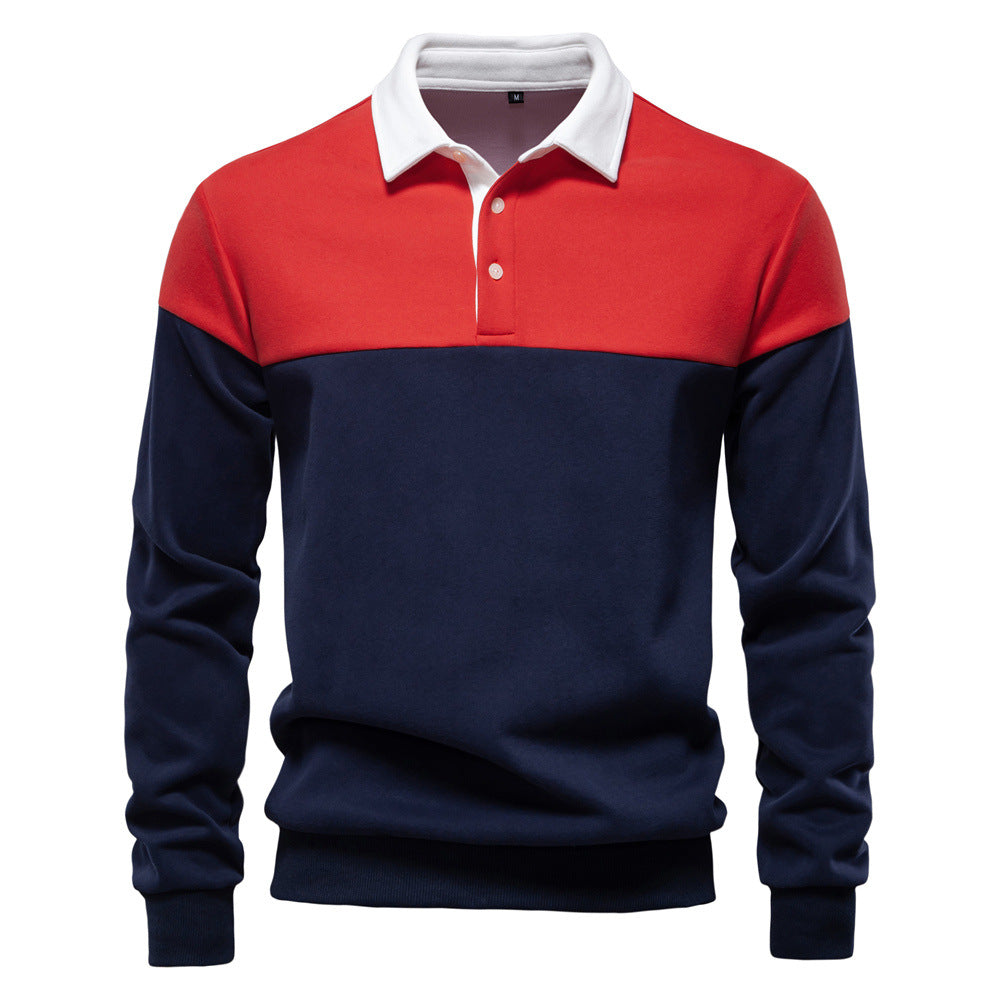 Men's Long Sleeve Polo Collar Sweatshirt