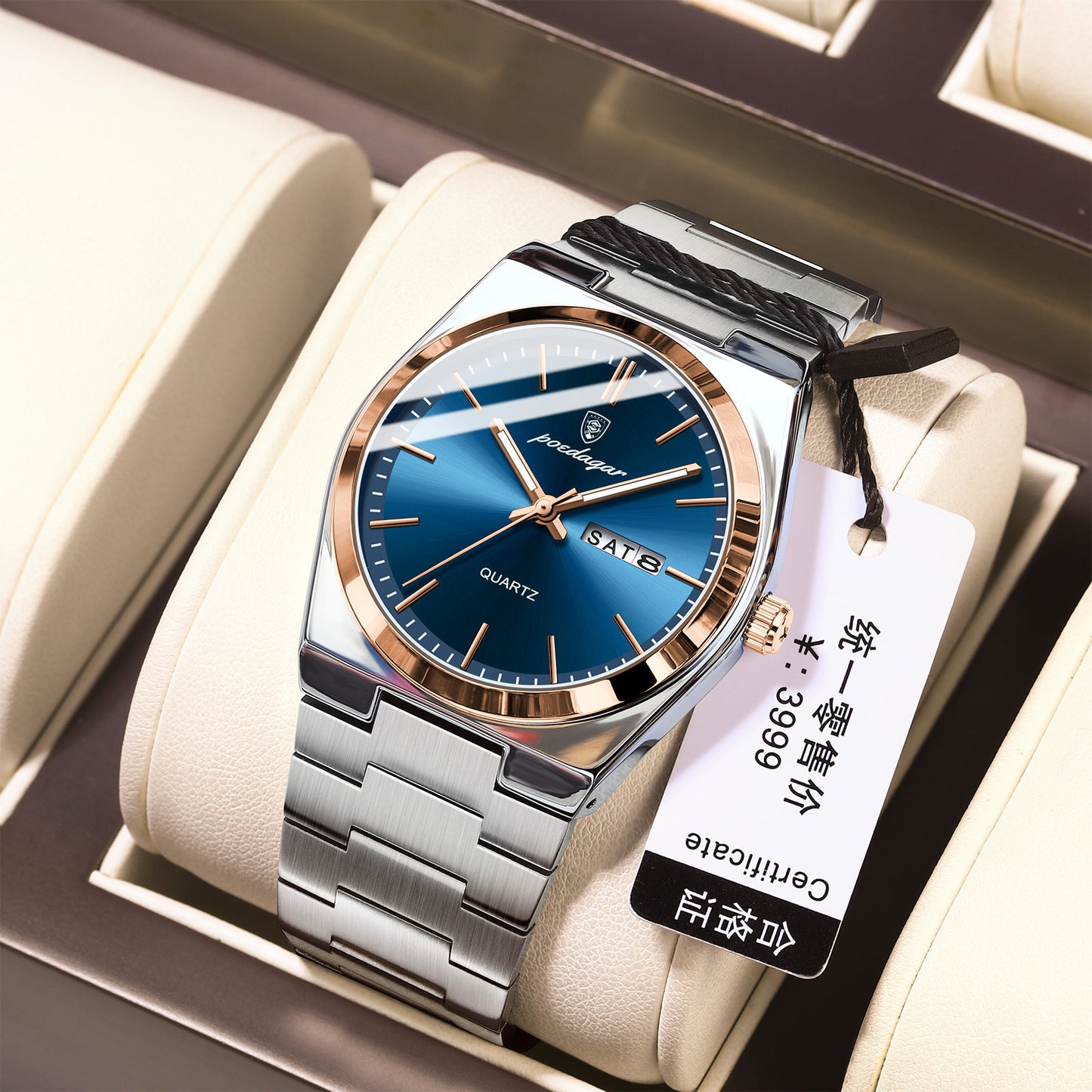 POEDAGAR 930: Waterproof dual calendar sports watch