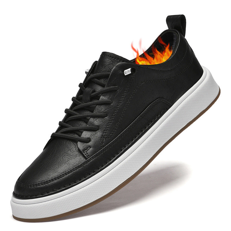 Men's autumn versatile white leather sneakers