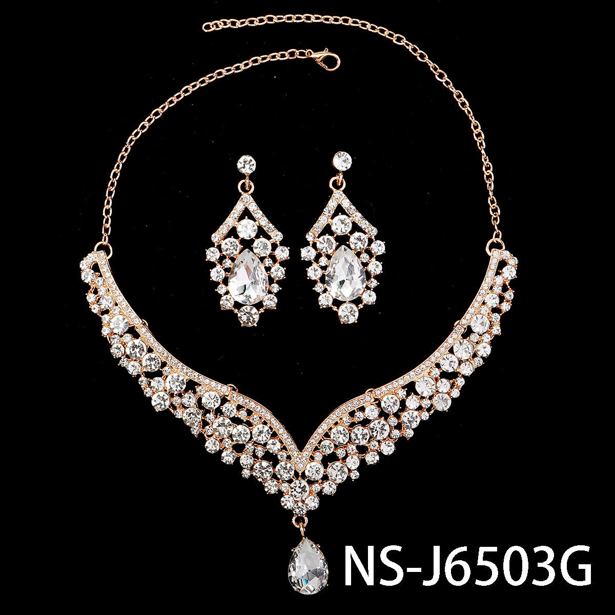 Rhinestone  jewelry set: earrings and necklace.