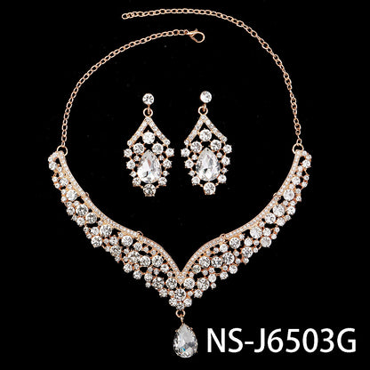 Rhinestone  jewelry set: earrings and necklace.
