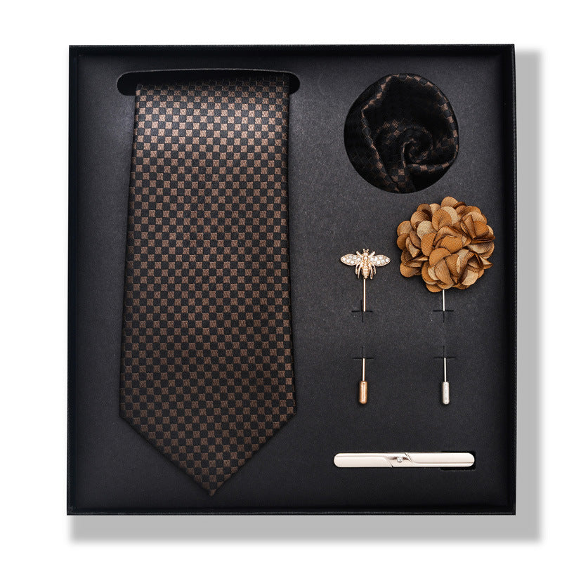 Cashew Nut Stripe Tie & Accessories Set