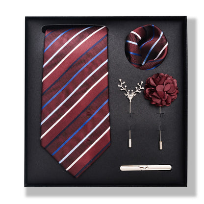 Cashew Nut Stripe Tie & Accessories Set