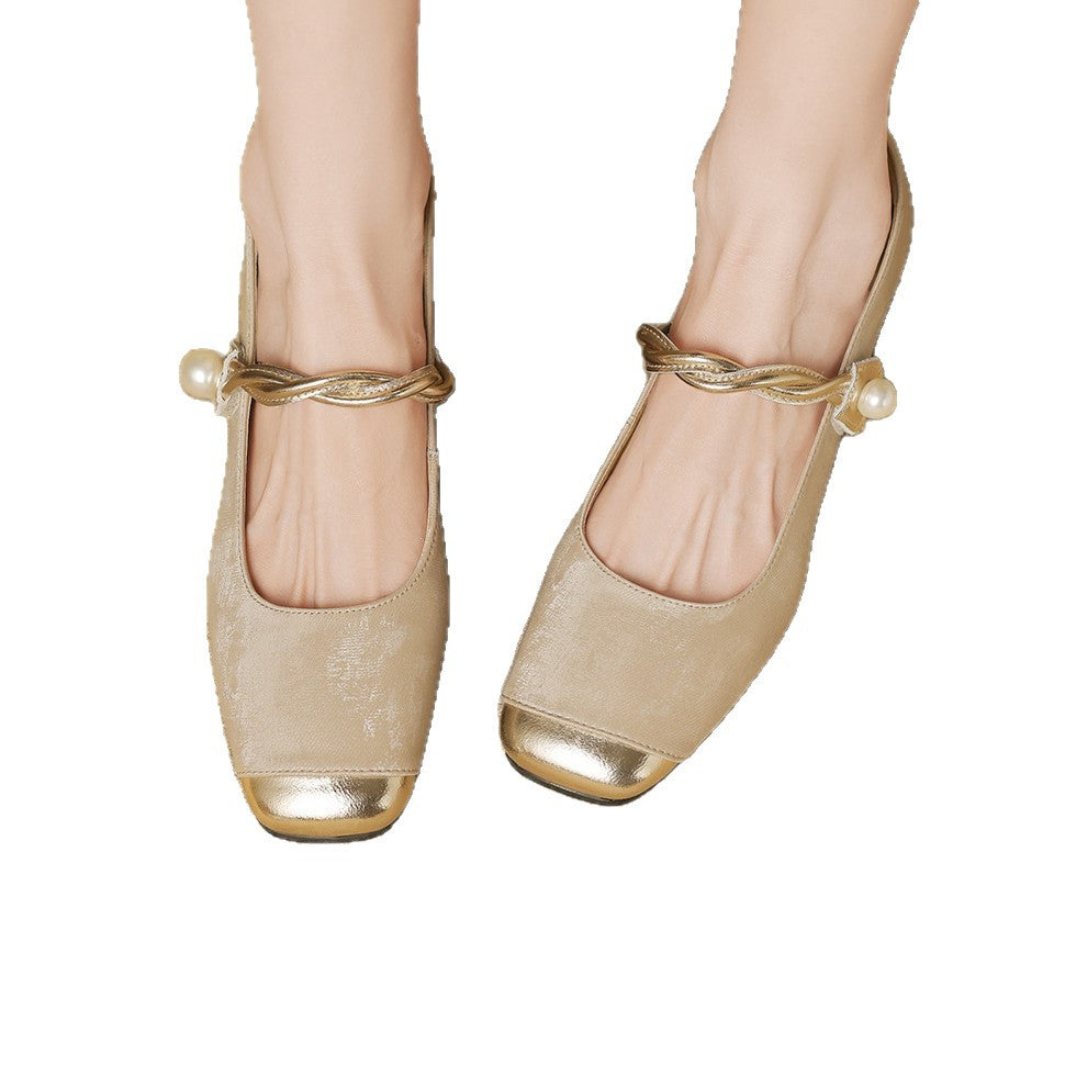 Sheepskin French Mary Jane Wedding Flats