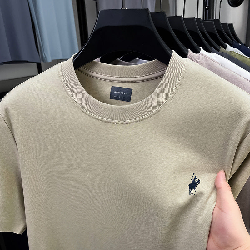 Men's premium embroidered short-sleeve T-shirt