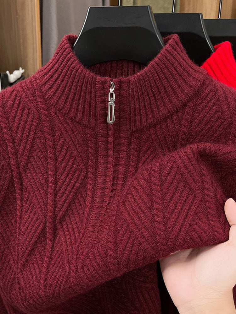 Half-Zip Thick Knit Cardigan Sweater