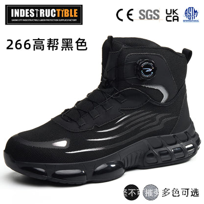 Steel-toe work boots, Kevlar sole, button close