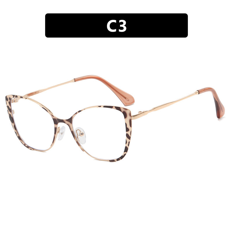 Trendy cat-eye glasses: European/American style, blue light blocking