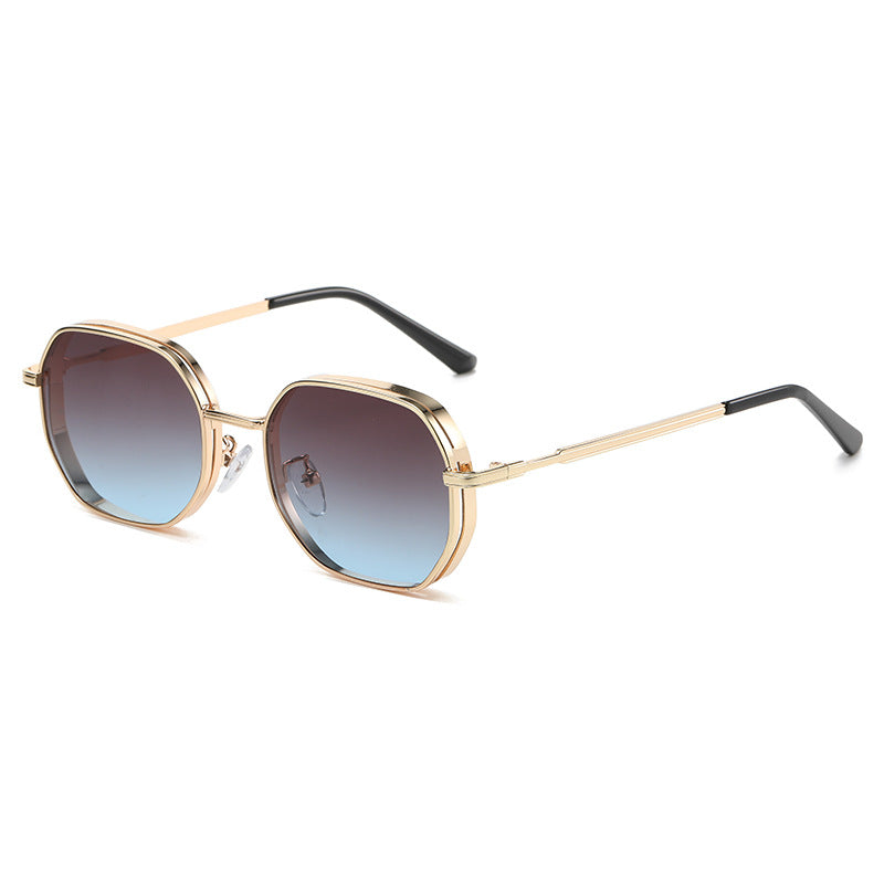 Luna Vogue Gradient Metal Round Sunglasses