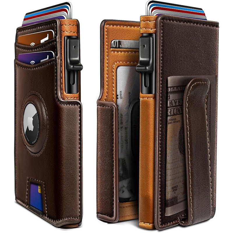 Cross border ultra thin magnetic flip cover men's wallet