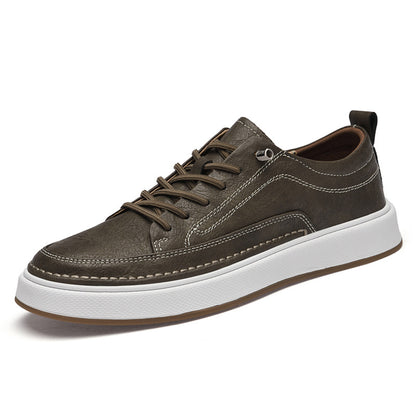 Men's autumn versatile white leather sneakers