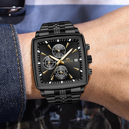 Luminous steel men's waterproof chronograph.