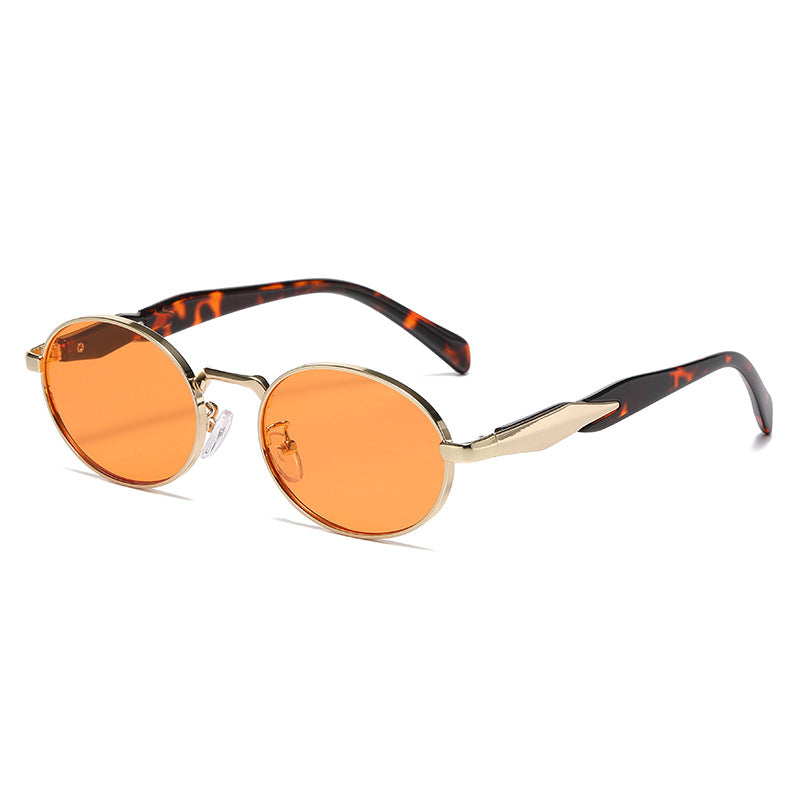 Oval metal retro luxury sunglasses