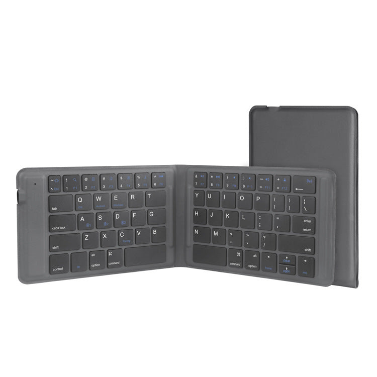 New Hot Selling Full Leather Wireless Ultra-thin Portable Two-fold Bluetooth Keyboard Tablet Notebook Mobile Phone Universal