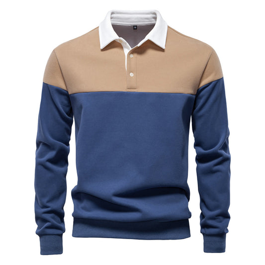 Men's Long Sleeve Polo Collar Sweatshirt
