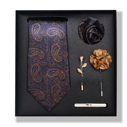 Cashew Nut Stripe Tie & Accessories Set