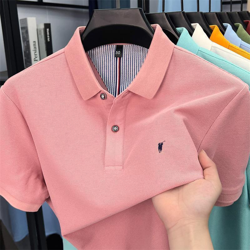 Premium Cotton Polo Shirt  Breathable Business Casual Short Sleeve Tee