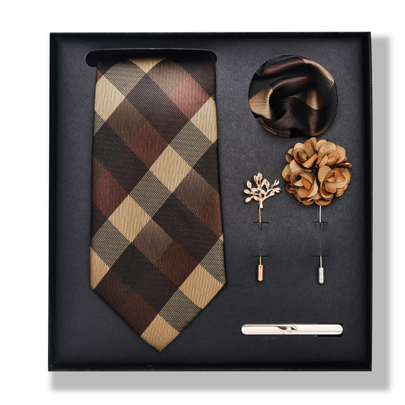 Cashew Nut Stripe Tie & Accessories Set