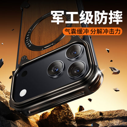 Solid Wood & Metal Magnetic Case for iPhone 17 / 16 Pro Max