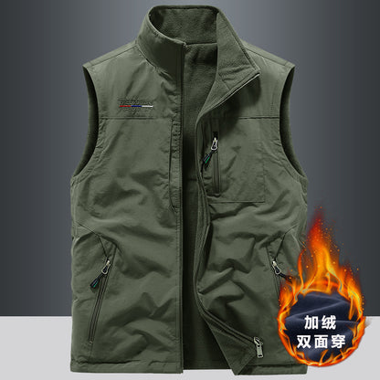 Men's fleece vest autumn/winter, sleeveless.
