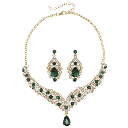 Rhinestone  jewelry set: earrings and necklace.