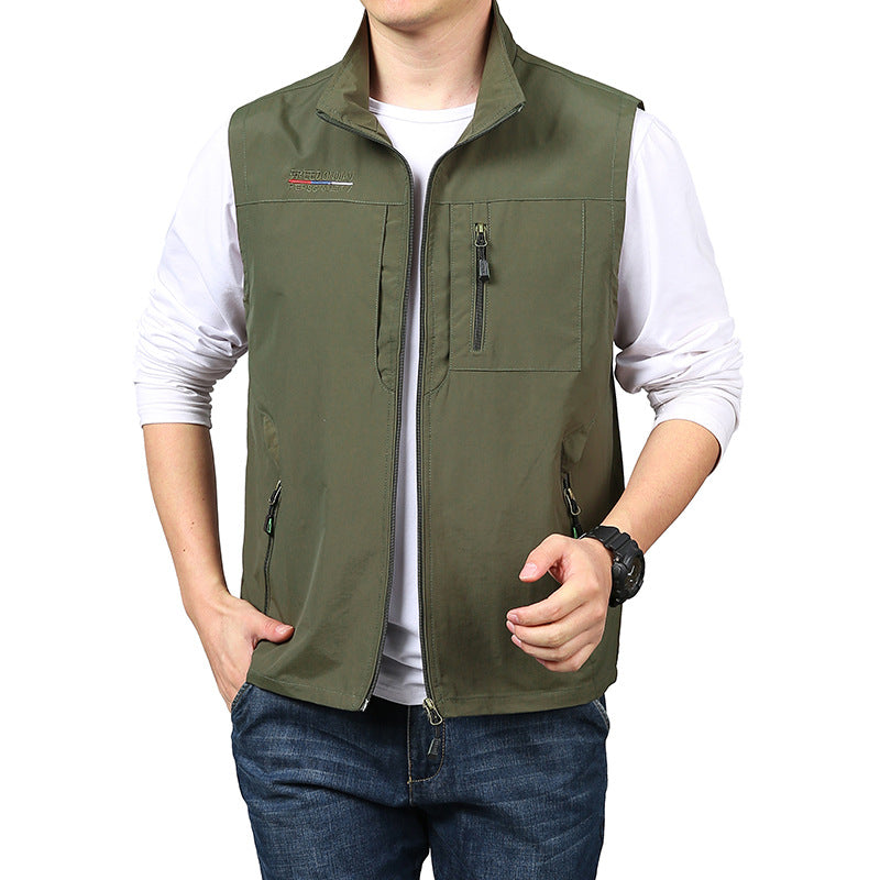 Men's fleece vest autumn/winter, sleeveless.