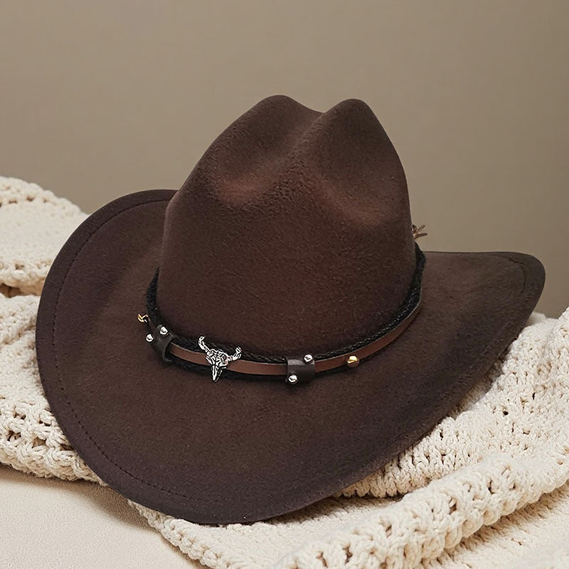 Western cowboy hat curved brim hat pebbled belt