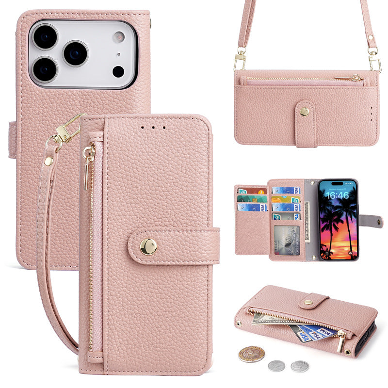 Ladies Zipper Wallet & Leather Case for iPhone