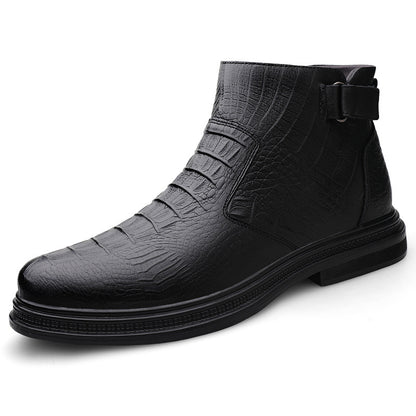 Men's Cowhide Leather Mid-Top Business Boots
