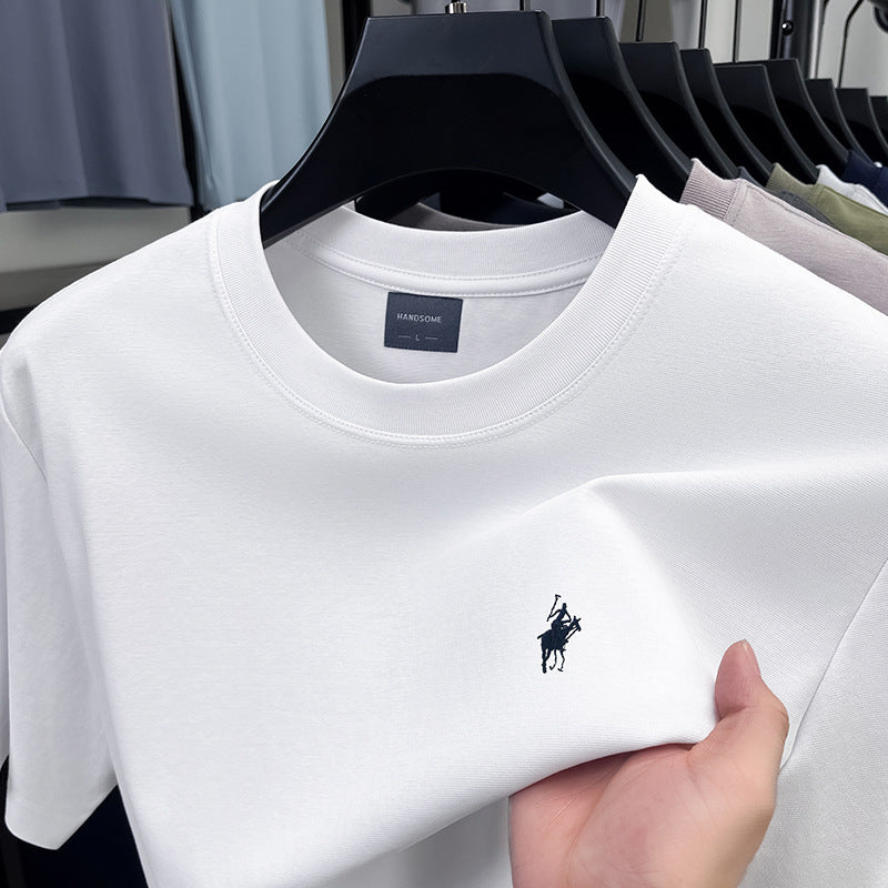 Men's premium embroidered short-sleeve T-shirt