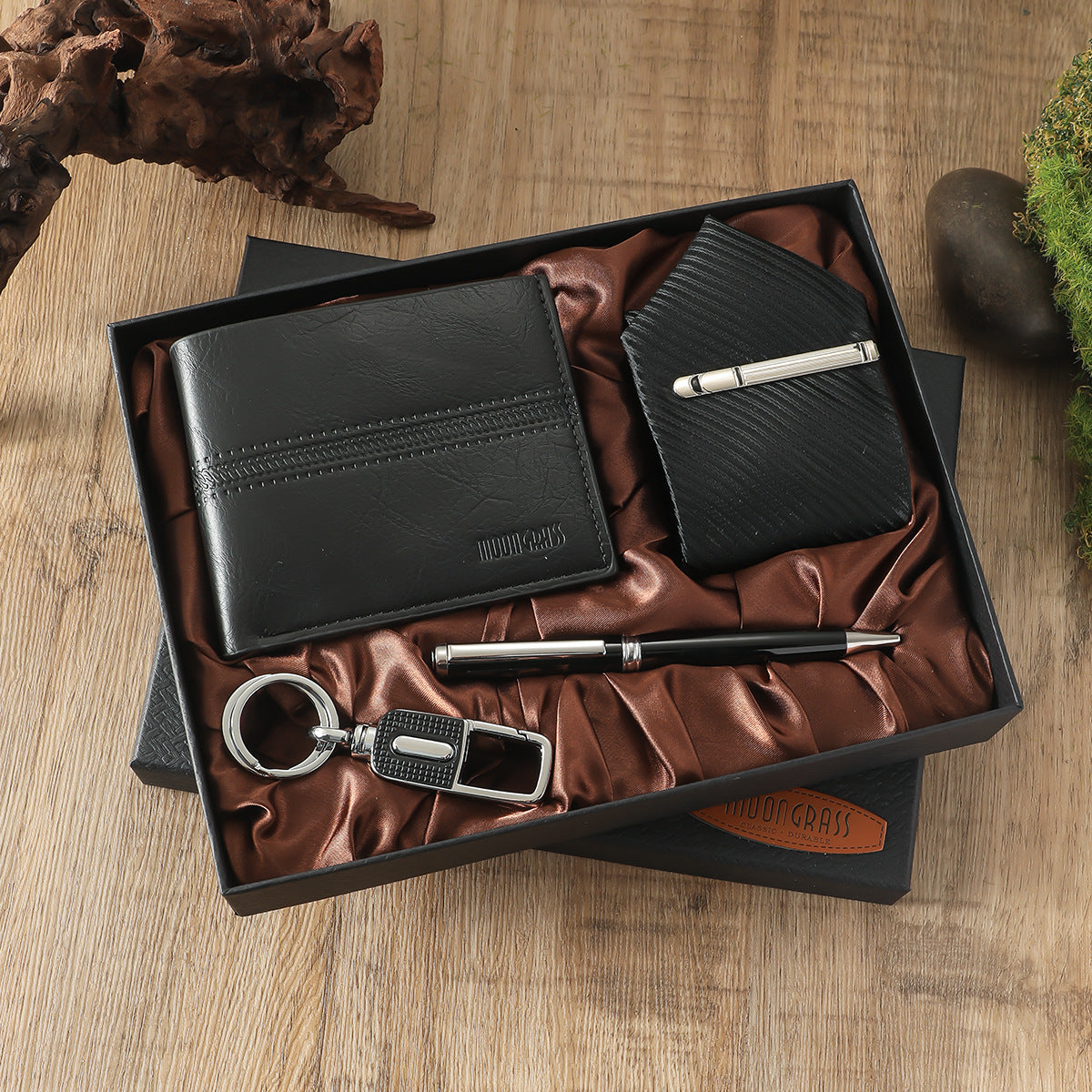 Men’s Gift Set – Quartz Watch, Belt, Wallet, Glasses & Keychain Combo