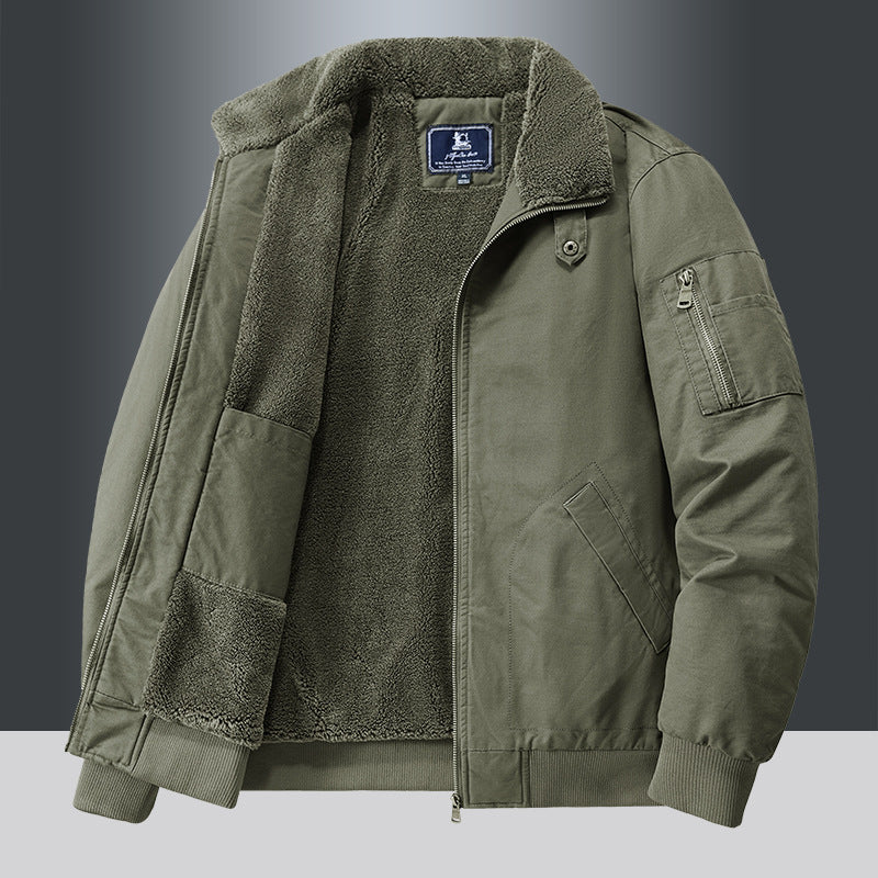 Mens Autumn/Winter Fleece-Lined Cargo Jacket