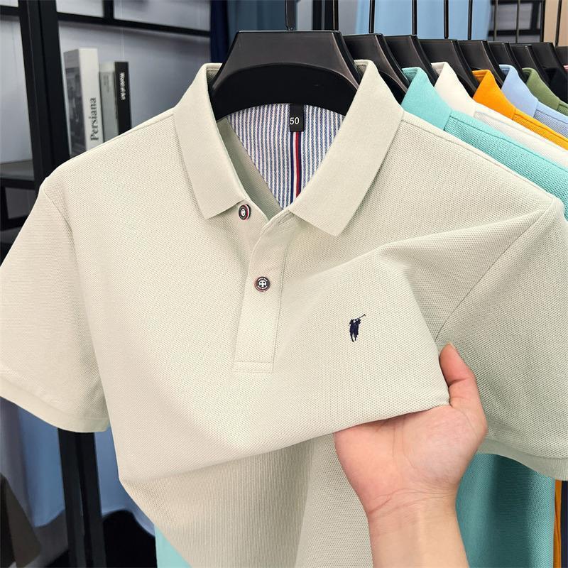 Premium Cotton Polo Shirt  Breathable Business Casual Short Sleeve Tee