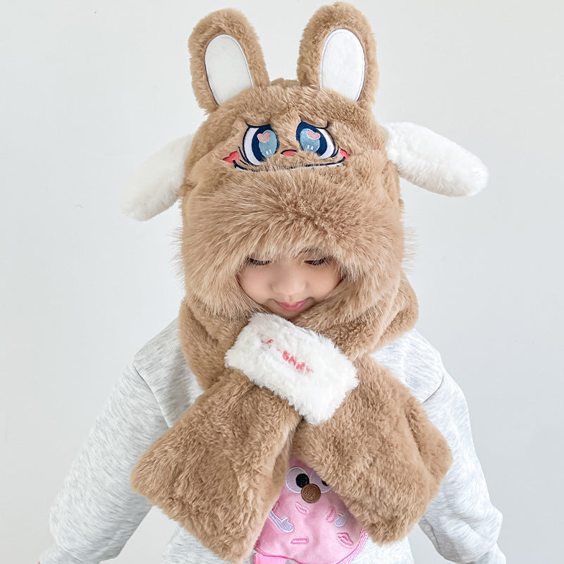 Children's warm plush hat scarf