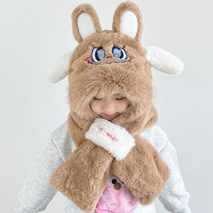 Children's warm plush hat scarf