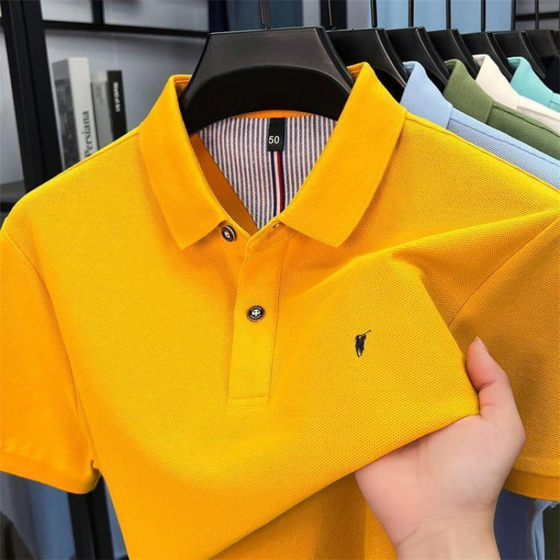 Premium Cotton Polo Shirt  Breathable Business Casual Short Sleeve Tee