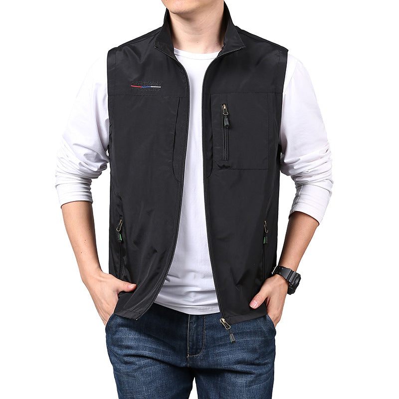 Men's fleece vest autumn/winter, sleeveless.