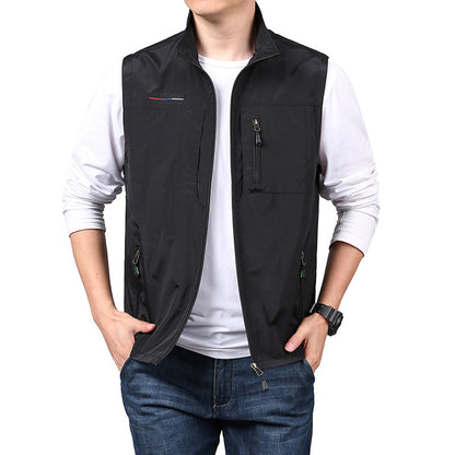 Men's fleece vest autumn/winter, sleeveless.