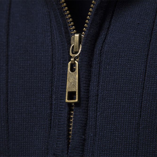 Men's Euro knit sweater: zip neck, solid
