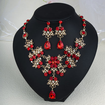 Rhinestone  jewelry set: earrings and necklace.
