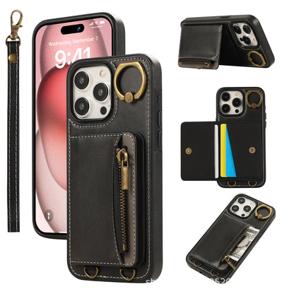 Zip Plug Leather Series  Plug-In Zipper Card Case for iPhone