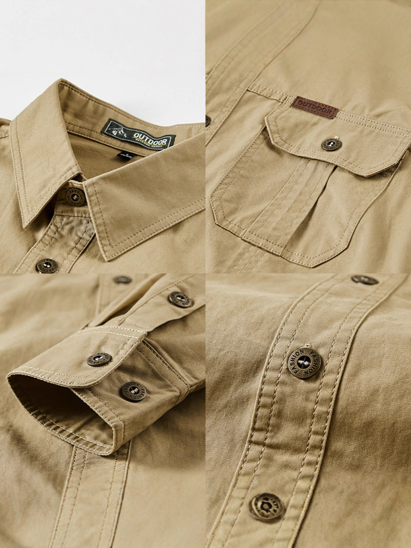 Spring and Autumn Business Casual Men's Cotton Long Sleeve Shirt