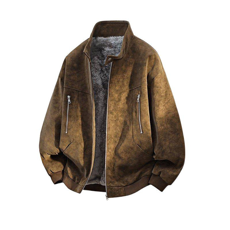 NASA Premium Plus-Size Fleece-Lined PU Leather Winter Jacket