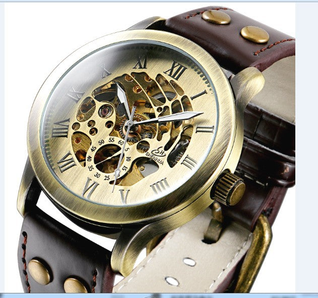 Vintage Skeleton Mechanical Automatic Machine Watch
