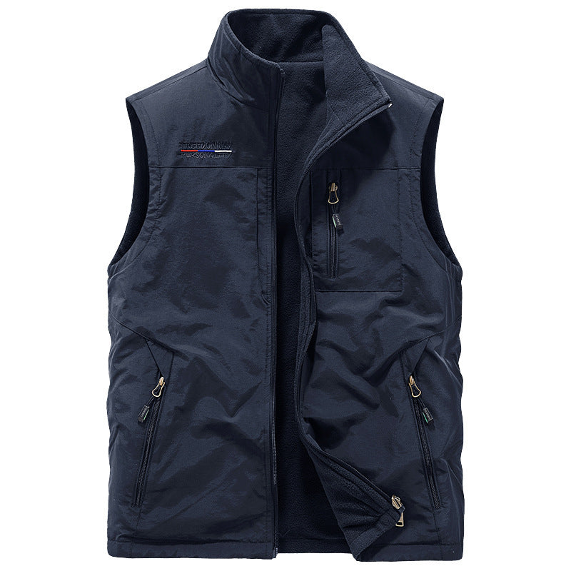 Men's fleece vest autumn/winter, sleeveless.